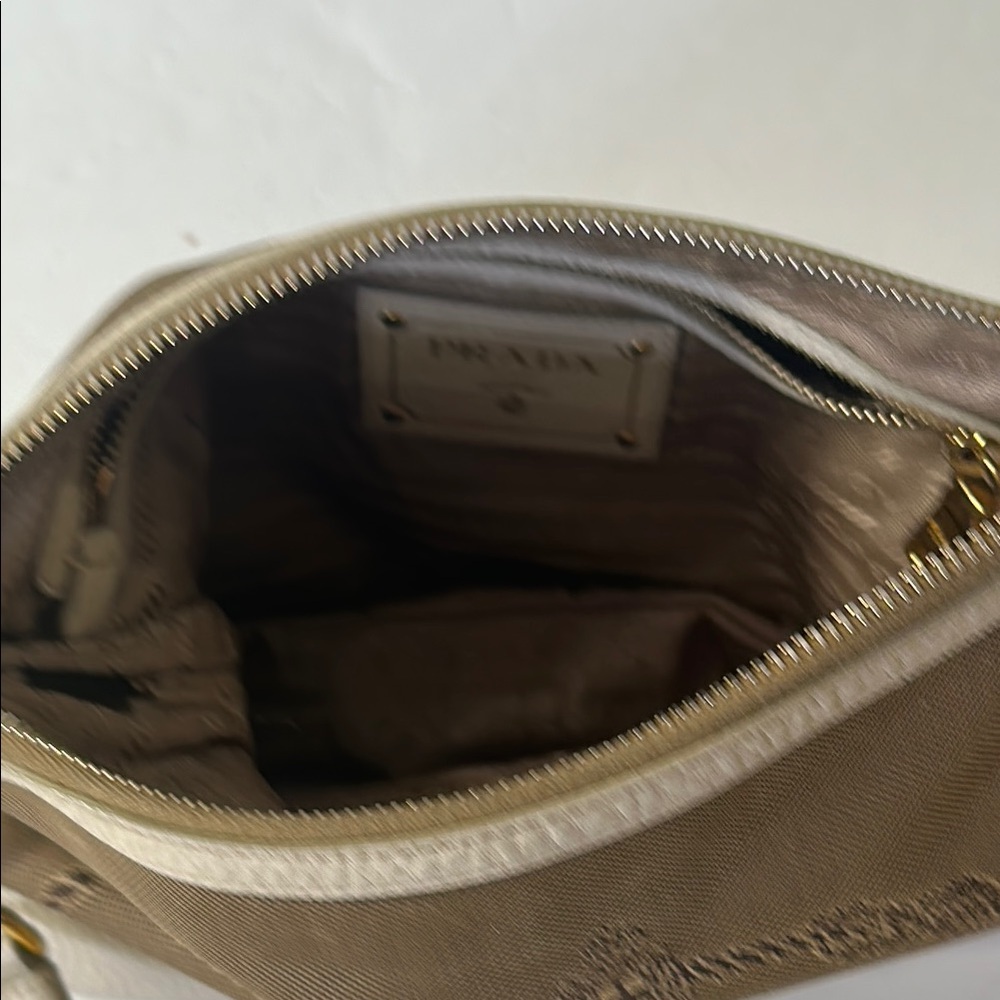 Prada Tan and Cream Crossbody Bag with Adjustable Strap - Picture 8 of 10